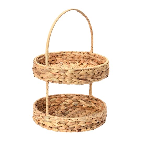 Household Essentials 15" Water Hyacinth 2-Tier Tray